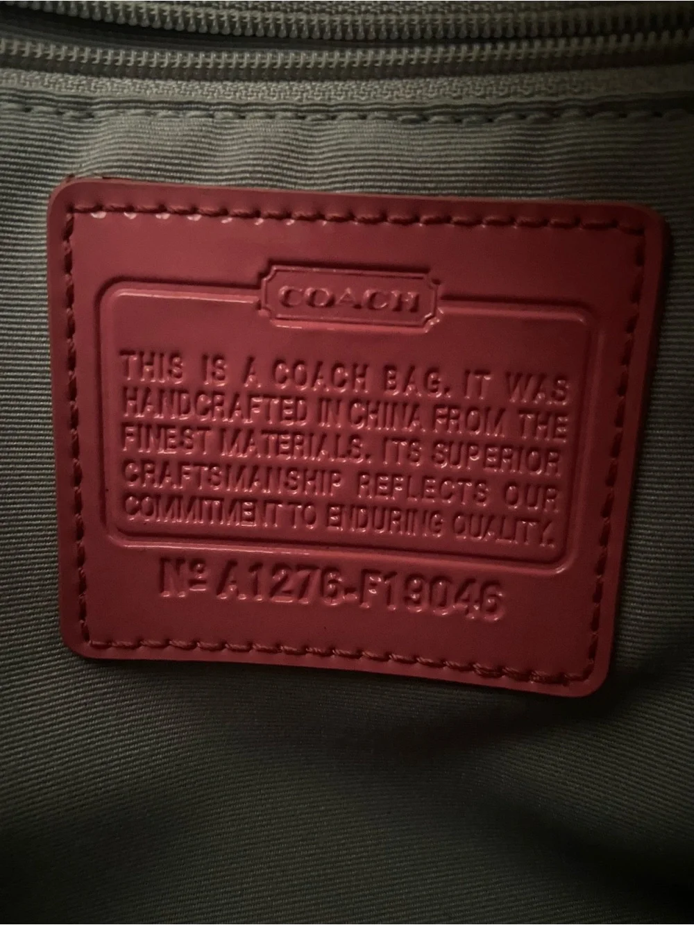 Coach Beige Signature Tote with Coral Pink Trim